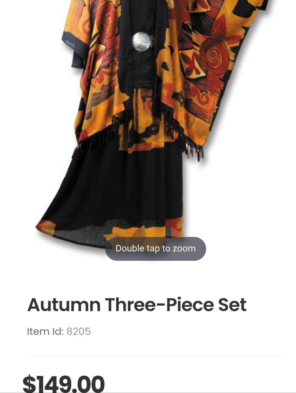 Autumn Four-Piece Dress Set in Black and Orange, Includes Mother Of Pearl Belt!